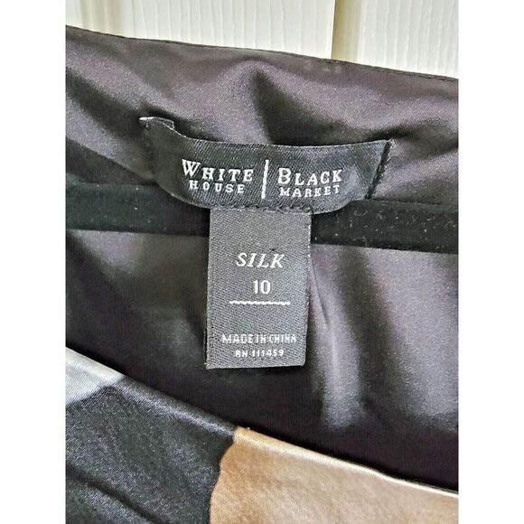 White House Black‎ Market 10 Silk Rose-Print Sheath Dress Size 10 Lined Gold/Blk - Picture 6 of 6